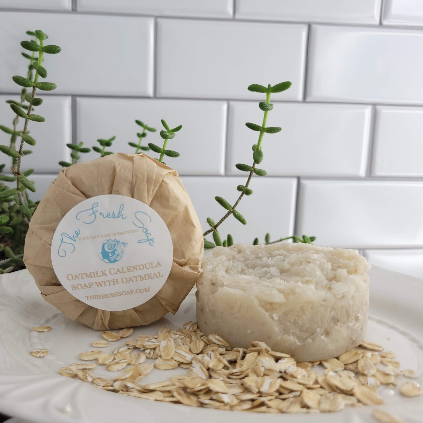 Oat Milk Bar Soap, Moisturizing Soap infused with Calendula Essential oil with or without milled oats