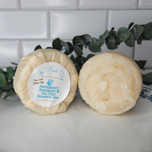 Peppermint, Rosemary, and Tea Tree Shampoo Bar and Hair Conditioner Cream