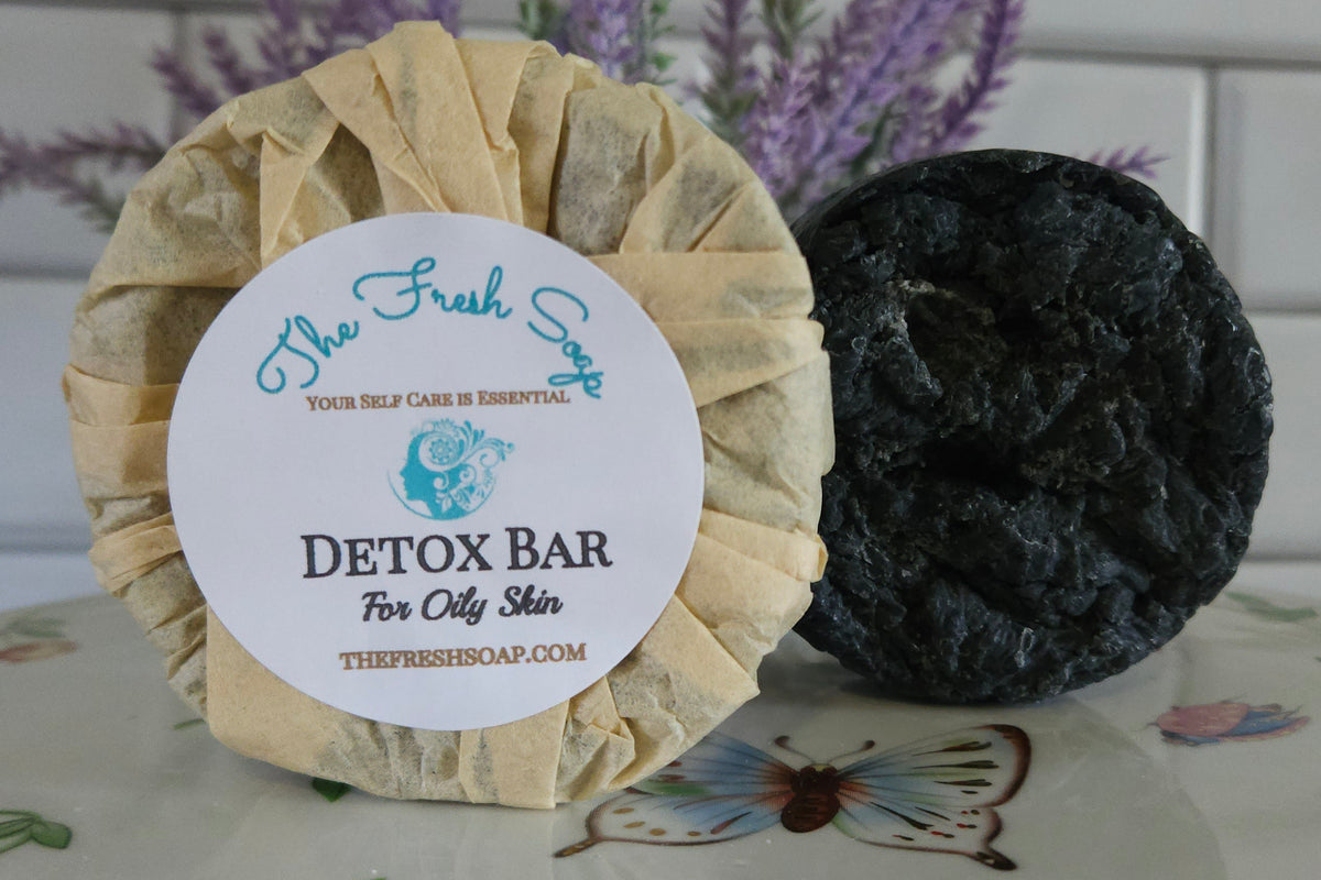 Detox Bar for Oily Skin- Activated Charcoal with Patchouli, Tea Tree and Lavender Essential oils