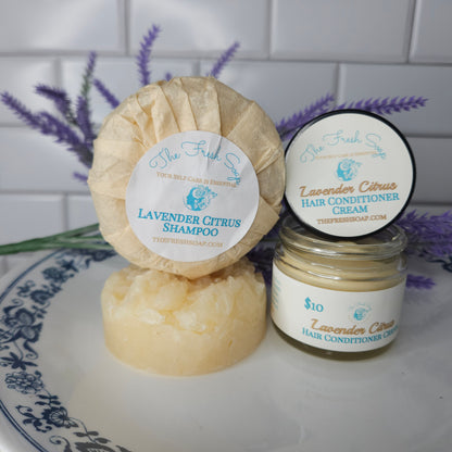 Lavender Citrus Shampoo Bar and Lavender Citrus Conditioner Cream