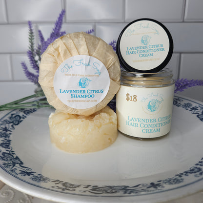 Lavender Citrus Shampoo Bar and Lavender Citrus Conditioner Cream