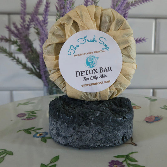 Detox Bar for Oily Skin- Activated Charcoal with Patchouli, Tea Tree and Lavender Essential oils