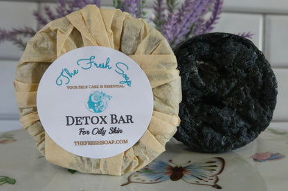 Detox Bar for Oily Skin- Activated Charcoal with Patchouli, Tea Tree and Lavender Essential oils